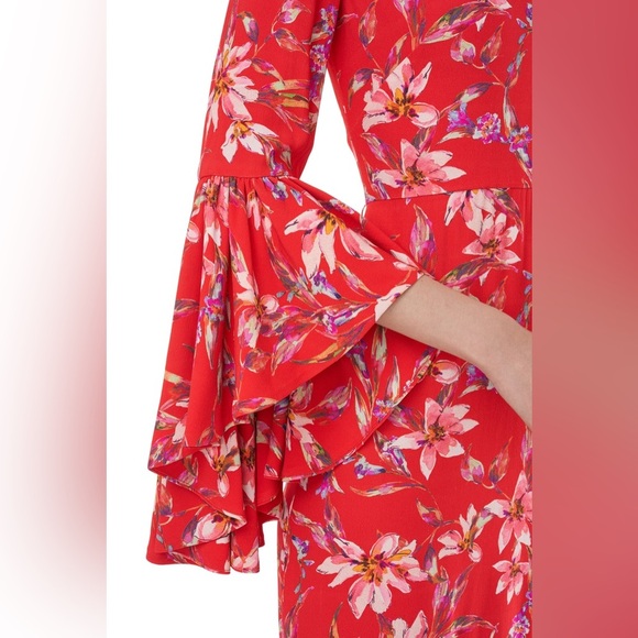 NWT AMUR Alexia Red Floral Ruffle Midi Dress As Seen On TV Size 2 – Retail $598 - Picture 3 of 8